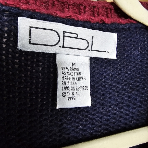 DBL Vintage Floral Knit V-Neck Cardigan In Navy Women's Size Medium - Picture 4 of 9